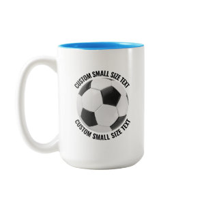 Soccer Ball & Small Text LIGHT BLUE 15oz Custom Two-Tone Coffee Mug