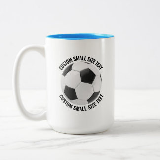 Soccer Ball & Small Text LIGHT BLUE 15oz Custom Two-Tone Coffee Mug
