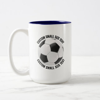 Soccer Ball & Small Text NAVY BLUE 15oz Custom Two-Tone Coffee Mug