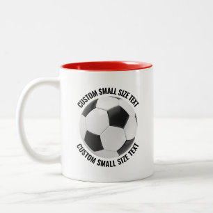 Soccer Ball & Small Text RED 11oz Custom Two-Tone Coffee Mug