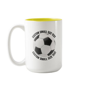 Soccer Ball & Small Text YELLOW 15oz Custom Two-Tone Coffee Mug