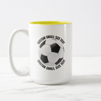 Soccer Ball & Small Text YELLOW 15oz Custom Two-Tone Coffee Mug