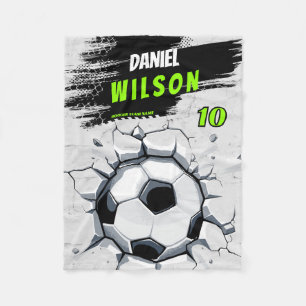 Soccer Ball Smash Custom Fleece Blanket