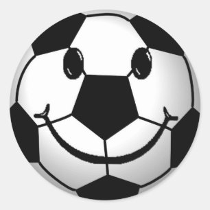 Soccer Ball Smiling Face Classic Round Sticker