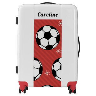 Soccer Ball Snow Red Festive Vibrant Personalized Luggage
