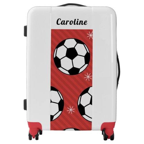 Soccer Ball Snow Red Festive Vibrant Personalized  Luggage