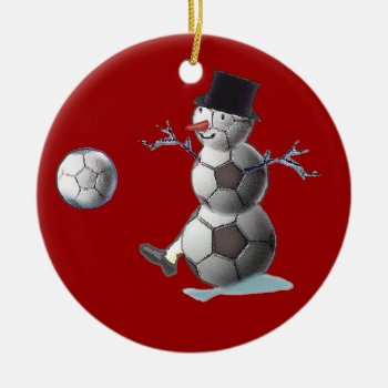 Soccer Ball Snowman Ceramic Ornament by TheSportofIt at Zazzle