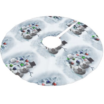 Soccer Ball Snowman Christmas Brushed Polyester Tree Skirt by TheSportofIt at Zazzle