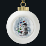 Soccer Ball Snowman Christmas Ceramic Ball Christmas Ornament<br><div class="desc">Soccer Ball Snowman looks adorable on a wide range of Christmas holiday gift merchandise. Any soccer fan would love this ornament hanging on their Christmas tree. Personalize with name or date.</div>