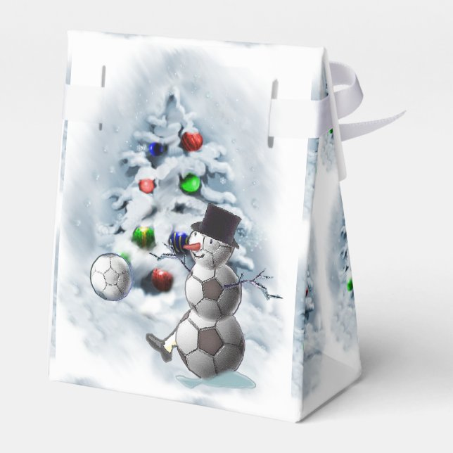 Soccer Ball Snowman Christmas Favor Boxes (Back Side)