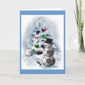 Soccer Ball Snowman Christmas Holiday Card by TheSportofIt at Zazzle