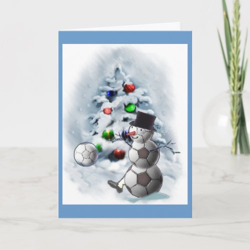 Soccer Ball Snowman Christmas Holiday Card