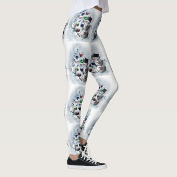 Soccer Ball Snowman Christmas Leggings by TheSportofIt at Zazzle