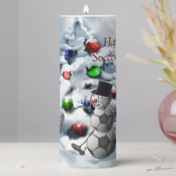 Soccer Ball Snowman Christmas Pillar Candle by TheSportofIt at Zazzle