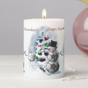 Soccer Ball Snowman Christmas Pillar Candle by TheSportofIt at Zazzle