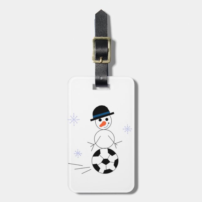 Soccer Ball Snowman Luggage Tag (Front Vertical)