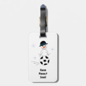 Soccer Ball Snowman Luggage Tag (Back Vertical)