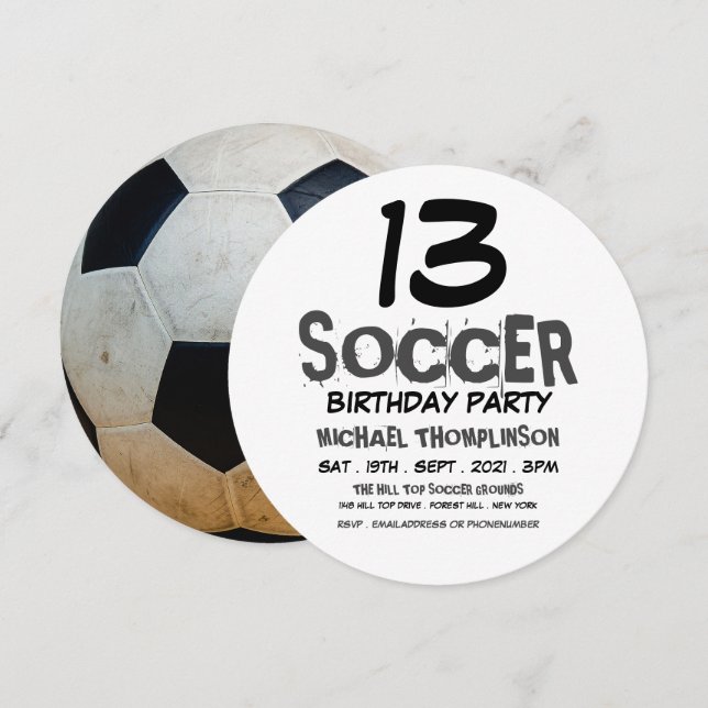 Soccer Ball, Soccer Birthday Party Invitation (Front/Back)