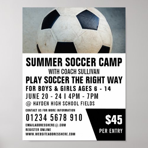 Soccer Ball Soccer Camp Advertising Poster