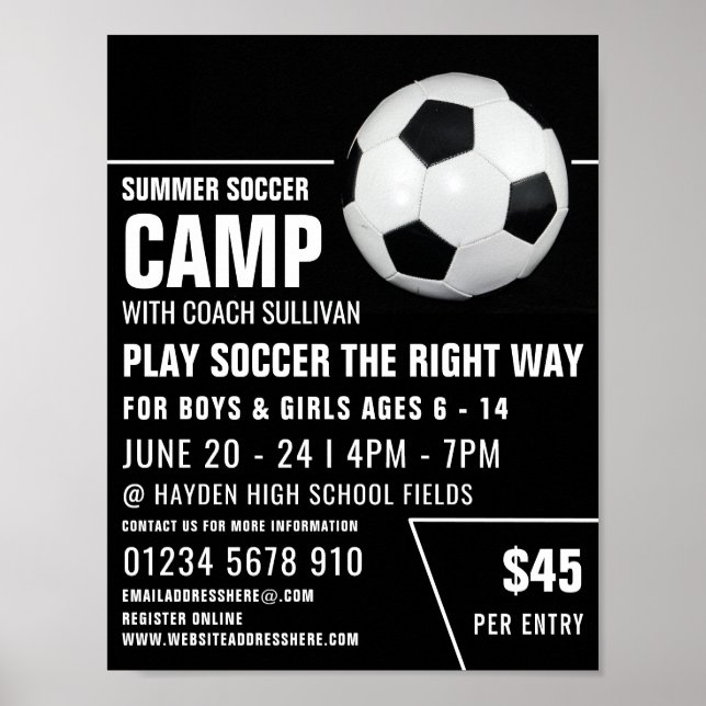 Soccer Ball, Soccer Camp Advertising Poster (Front)