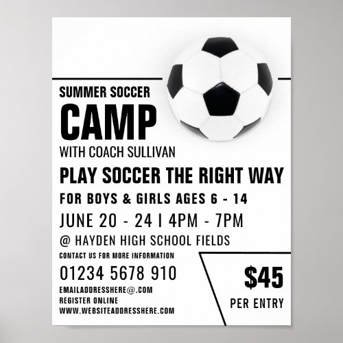 Soccer Ball Soccer Camp Advertising Poster