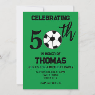 Soccer Ball Soccer Coach 50th Birthday Invitation