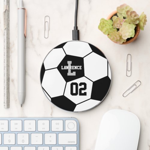 Soccer Ball Soccer Player Name and Team Number Wireless Charger