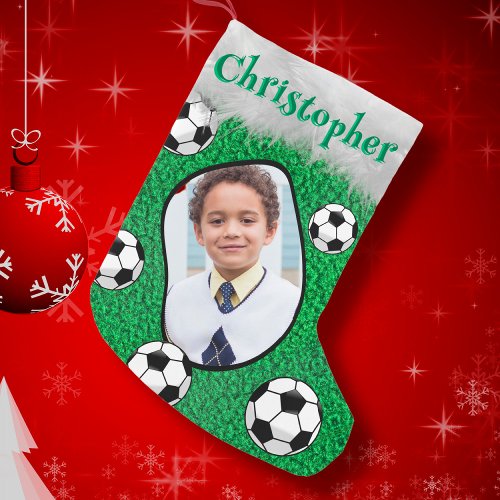 Soccer Ball Soccer Player Soccer Coach Photo Name Small Christmas Stocking