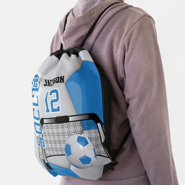 Soccer Ball ⚽ Sport - Blue and White   Drawstring Bag (Insitu)