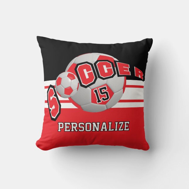 Soccer Ball Sport | DIY Name & Number Throw Pillow (Front)
