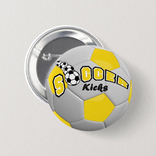 Soccer Ball Sport Kicks | Yellow Button (Front & Back)