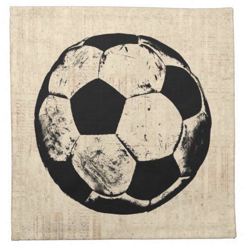 Soccer Ball Sports Art Vintage Soccer Cloth Napkin