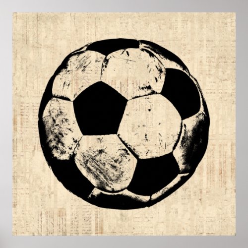 Soccer Ball Sports Art Vintage Soccer Poster