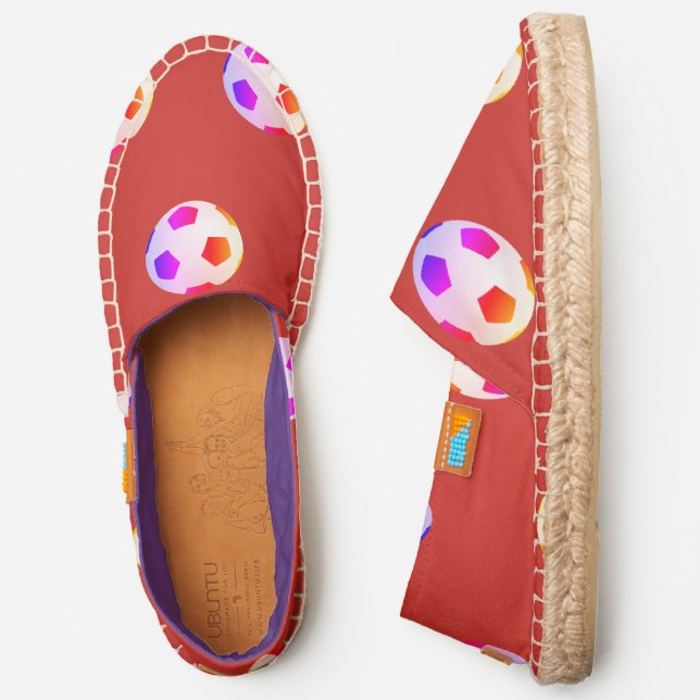 soccer ball sports fan pattern with purple liner espadrilles (Side)