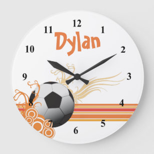 Soccer Ball Sports Game Personalized Name Large Clock