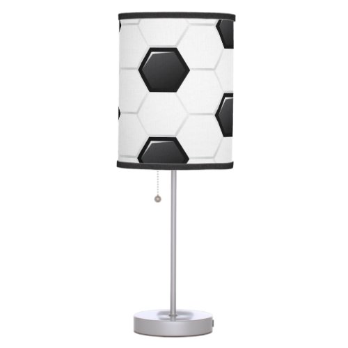 Soccer Ball Sports Kids Bedroom Decor Black White Table Lamp