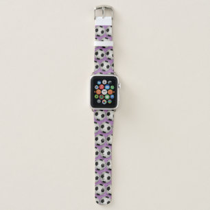 Soccer Ball Sports Pattern Girls Purple Apple Watch Band