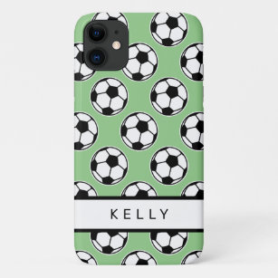 Soccer ball sports pattern personalized name iPhone 11 case