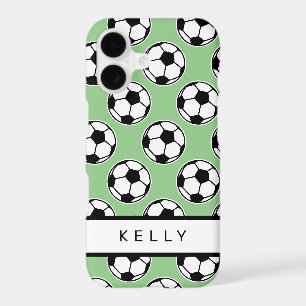 Soccer ball sports pattern personalized name iPhone 17 case
