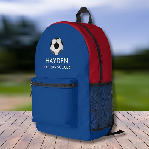 Soccer Ball Sports Team Personalized Colors Name  Printed Backpack