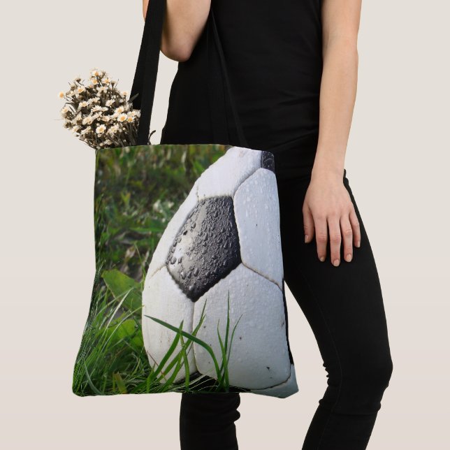 Soccer Ball Sports Team Soccer Mom Tote Bag (Close Up)