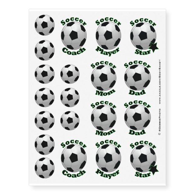 Soccer Ball Sports Variety Temporary Tattoos (Front)