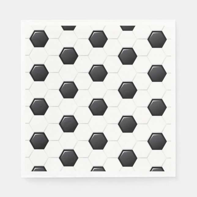 Soccer Ball Sports White Black Game Kids Fun Napkins (Front)