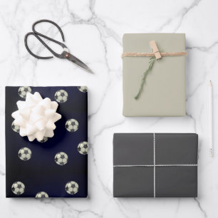 Soccer Ball Sporty  Design Wrapping Paper Sheets