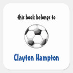 Soccer Ball Square Book Library Sticker at Zazzle