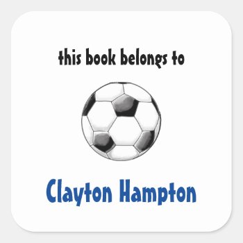 Soccer Ball Square Book Library Sticker by Musicat at Zazzle