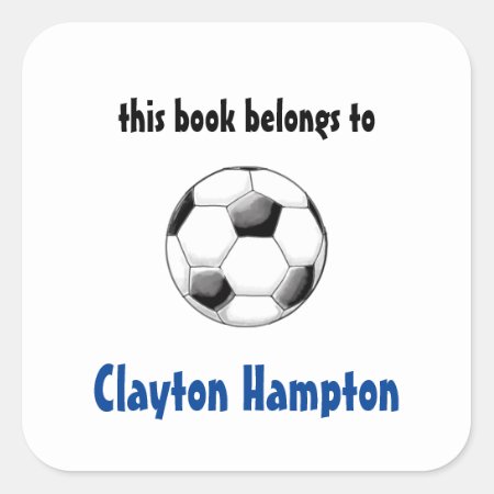 Soccer Ball Square Book Library Sticker
