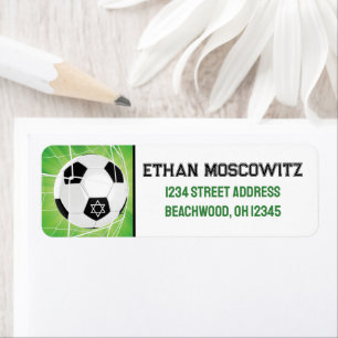 Soccer Ball, Star of David Bar Mitzvah Label