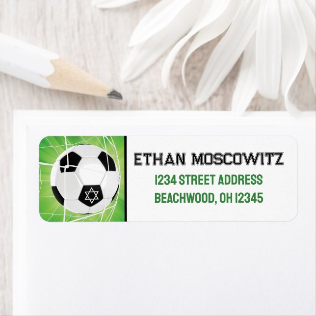 Soccer Ball, Star of David Bar Mitzvah Label (Insitu)