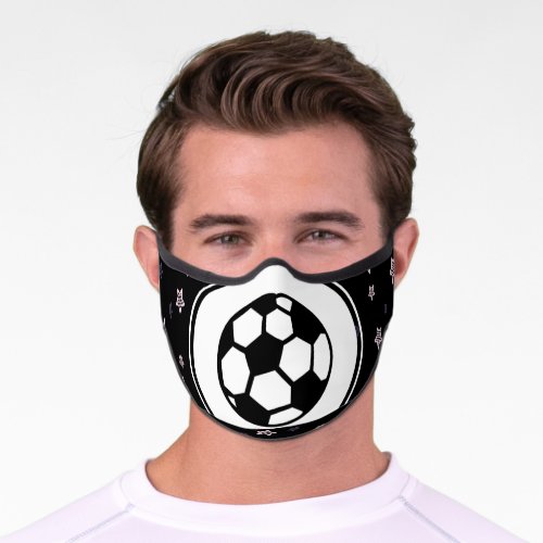 Soccer Ball  Stars Pattern Cool Sporty Athletic Premium Face Mask